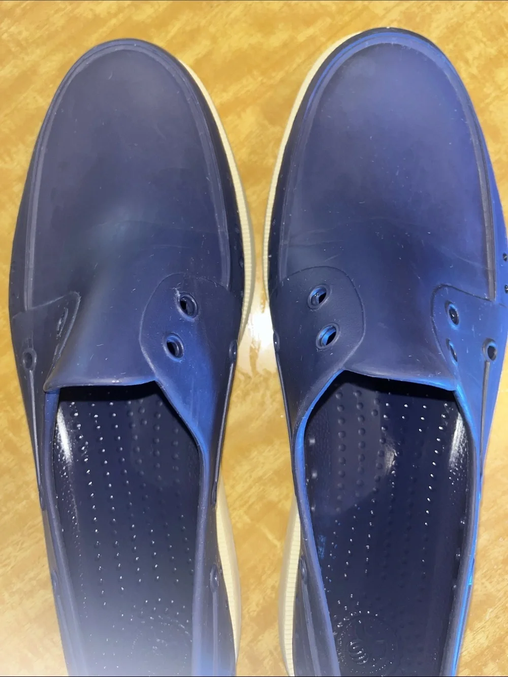 Native Men's Slip-On Boat Shoes in Blue with White Trim Size 12